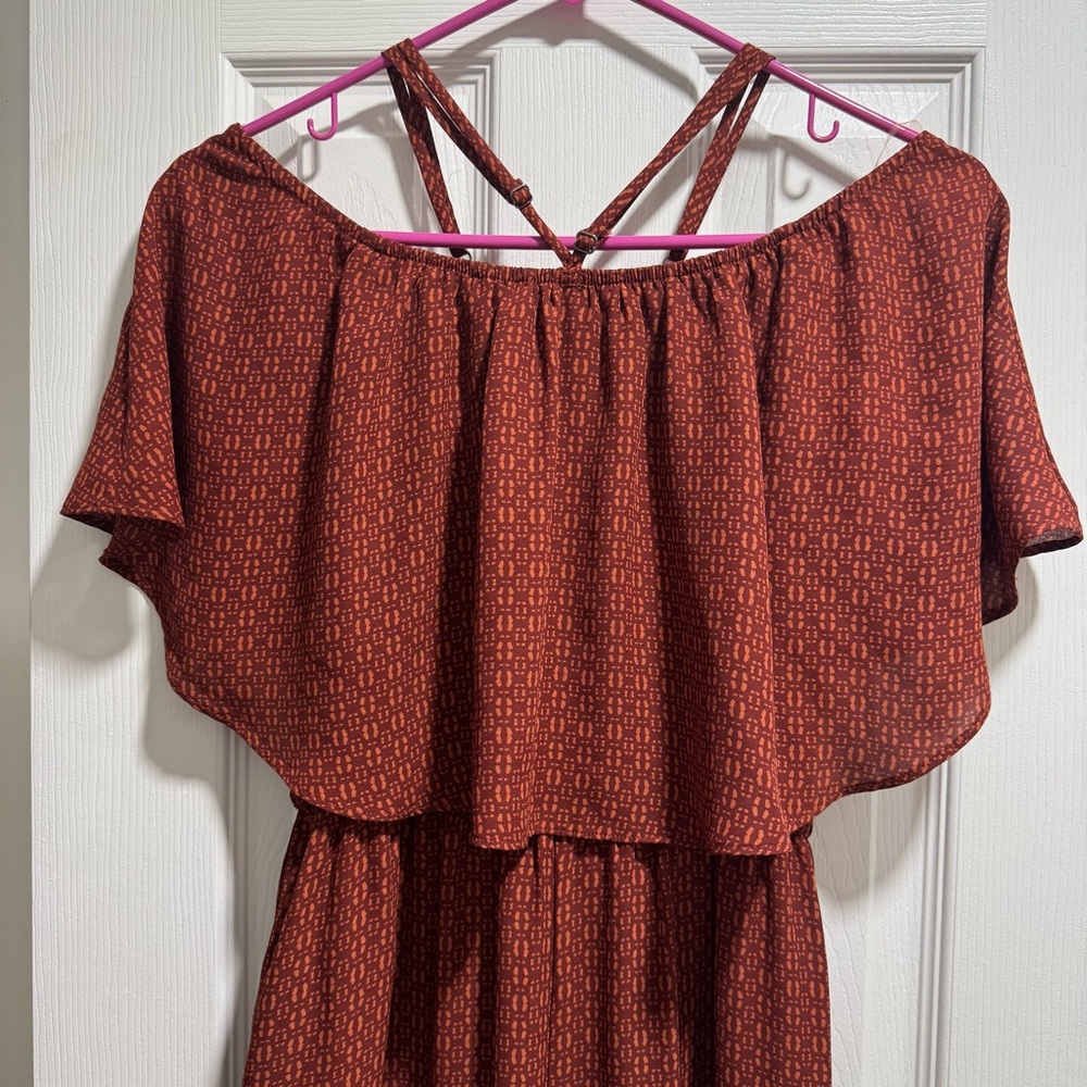 Everly Red Off-Shoulder Jumpsuit